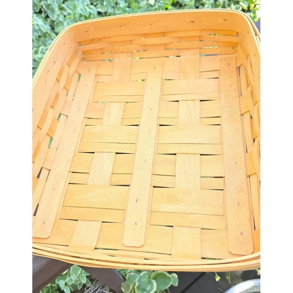 Longaberger Large Desk Organizer Basket Woven Wood 2001 Plastic Divided Liner